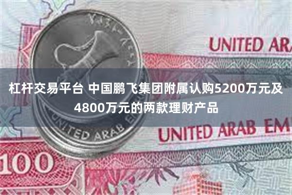 杠杆交易平台 中国鹏飞集团附属认购5200万元及4800万元的两款理财产品